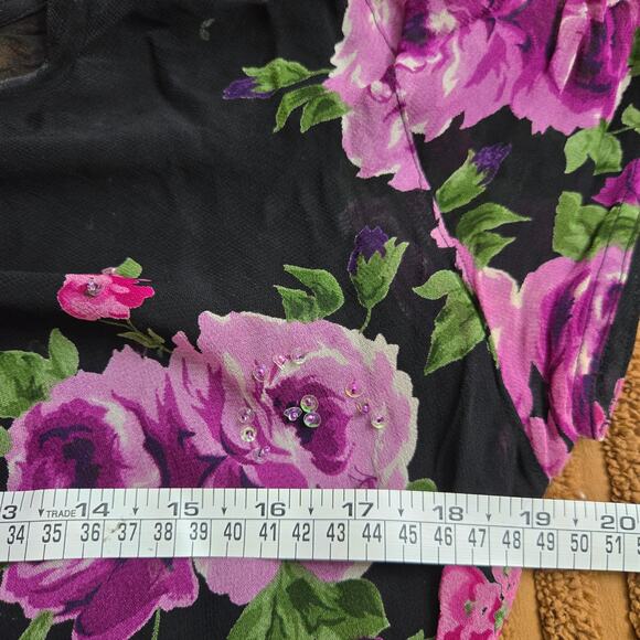 American Angel Y2K Fairy Grunge Boho Whimsigoth Sheer Sequin Floral Maxi Dress M - Picture 10 of 12